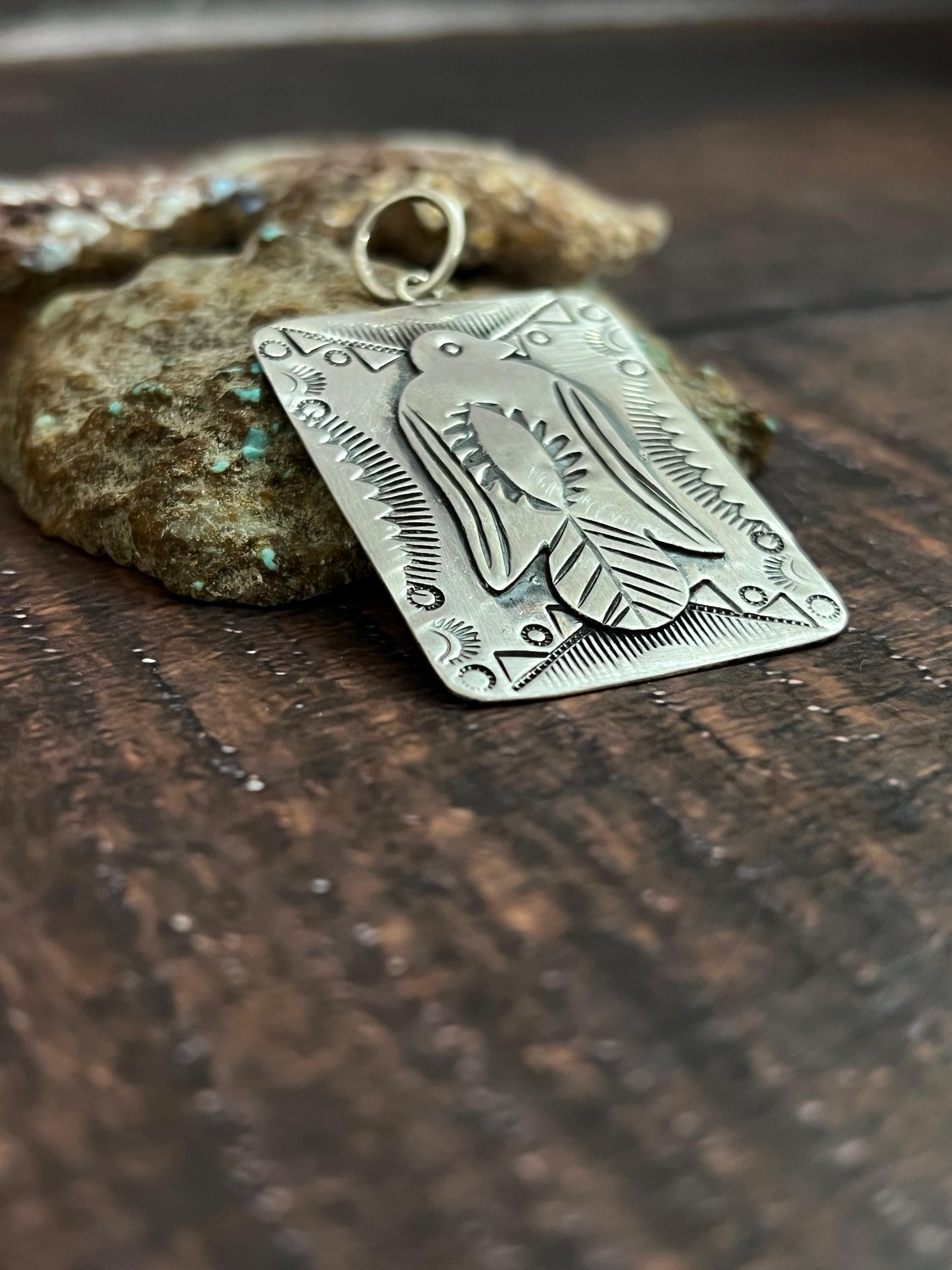 Handmade Sterling Silver Pendant with Signed Nizhoni