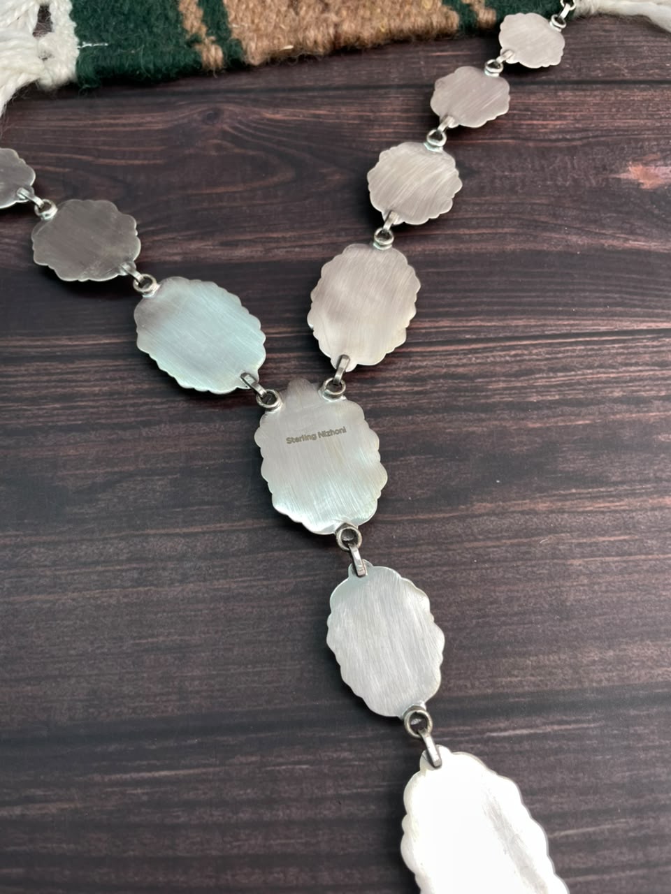 Handmade Sterling Silver Crimson Cowgirl Turquoise Collection: 'Y Shaped' Necklace Signed Nizhoni