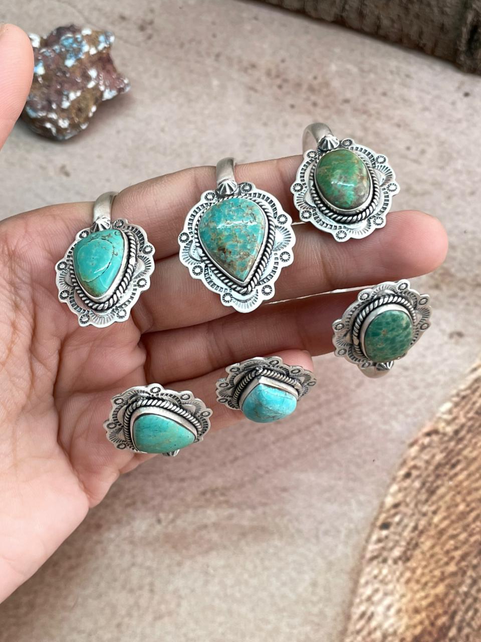 Handmade Sterling Silver Mantis Turquoise Cuff Bracelet with Signed Nizhoni