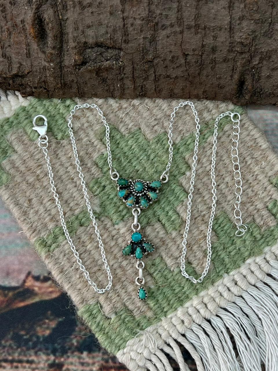 Handmade Sterling Silver Kingman Turquoise Necklace "Signed Nizhoni"