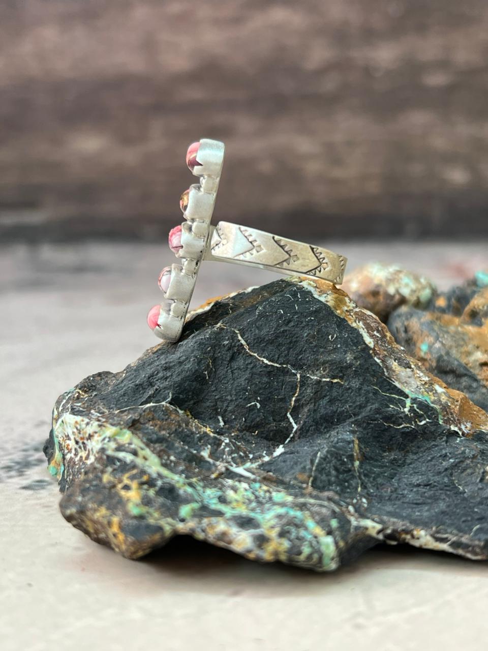 Handmade Sterling Silver Dahlia Rose Adjustable Ring "Signed Nizhoni"