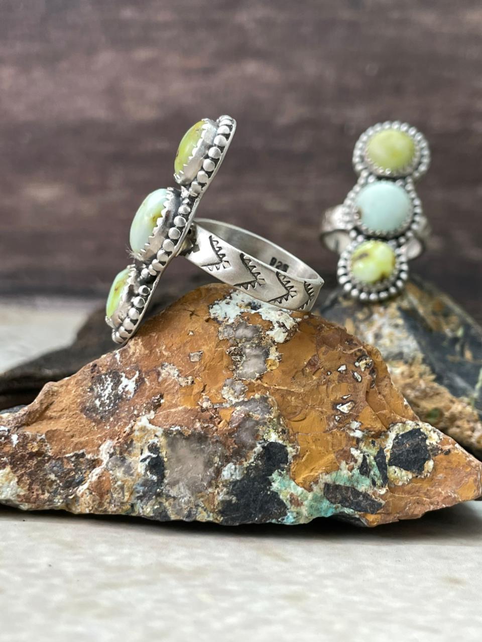 Handmade Sterling Silver Palomino Turquoise Adjustable Ring "Signed Nizhoni"