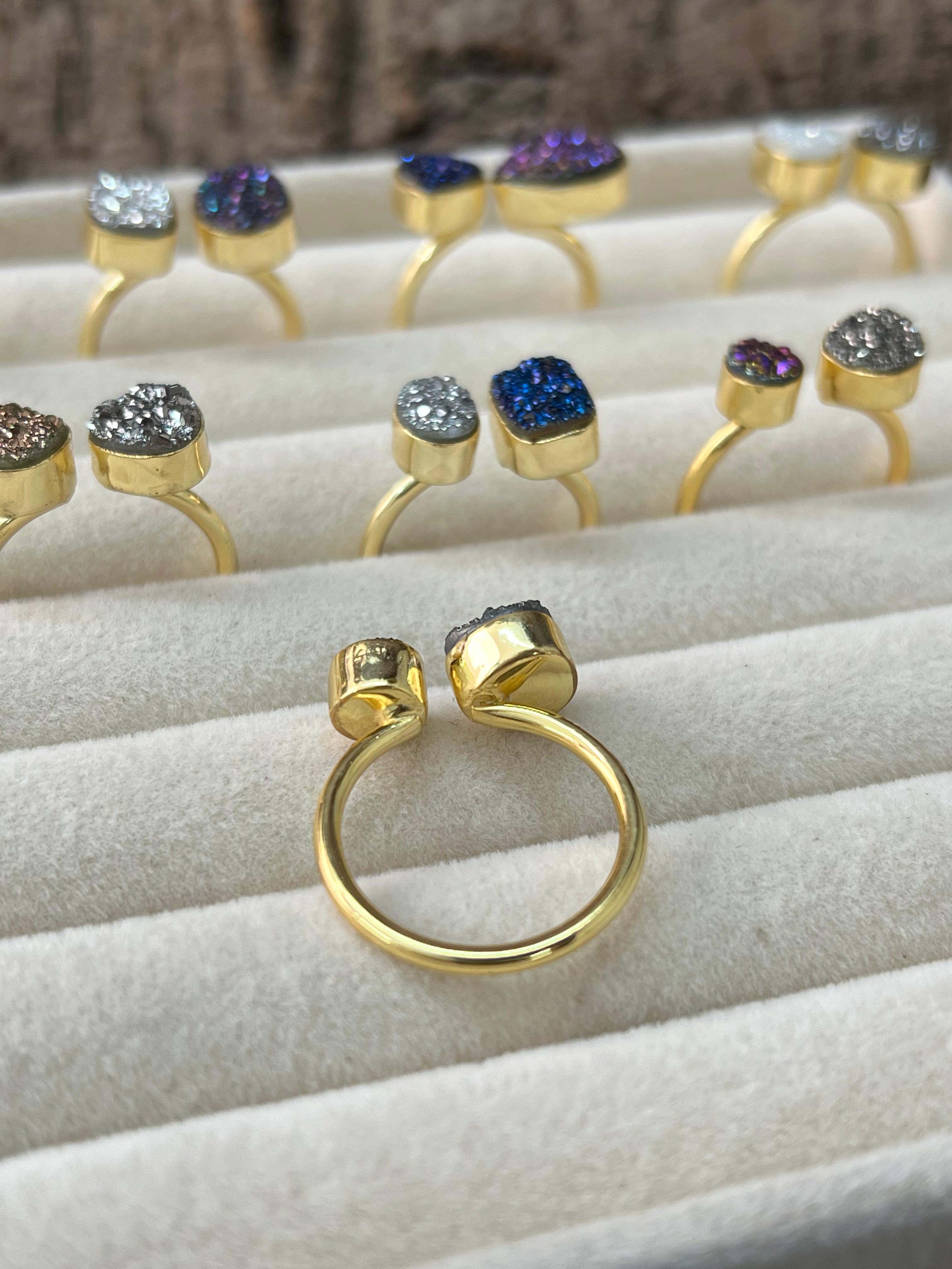 “The Golden Collection” Natural Druzy Adjustable Ring
