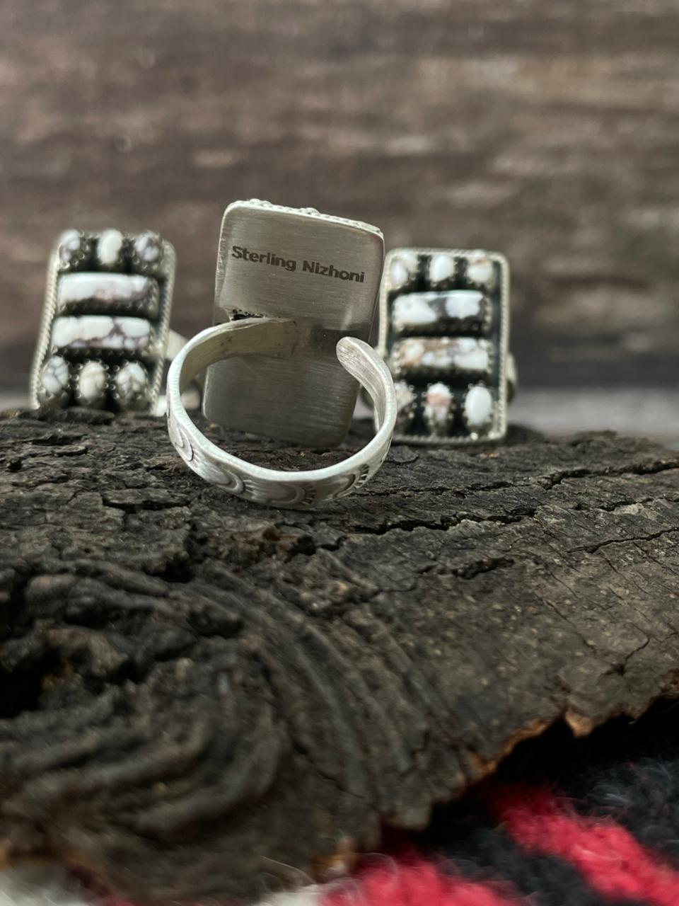 Handmade Sterling Silver Wildhorse Magnesite Adjustable Ring "Signed Nizhoni"