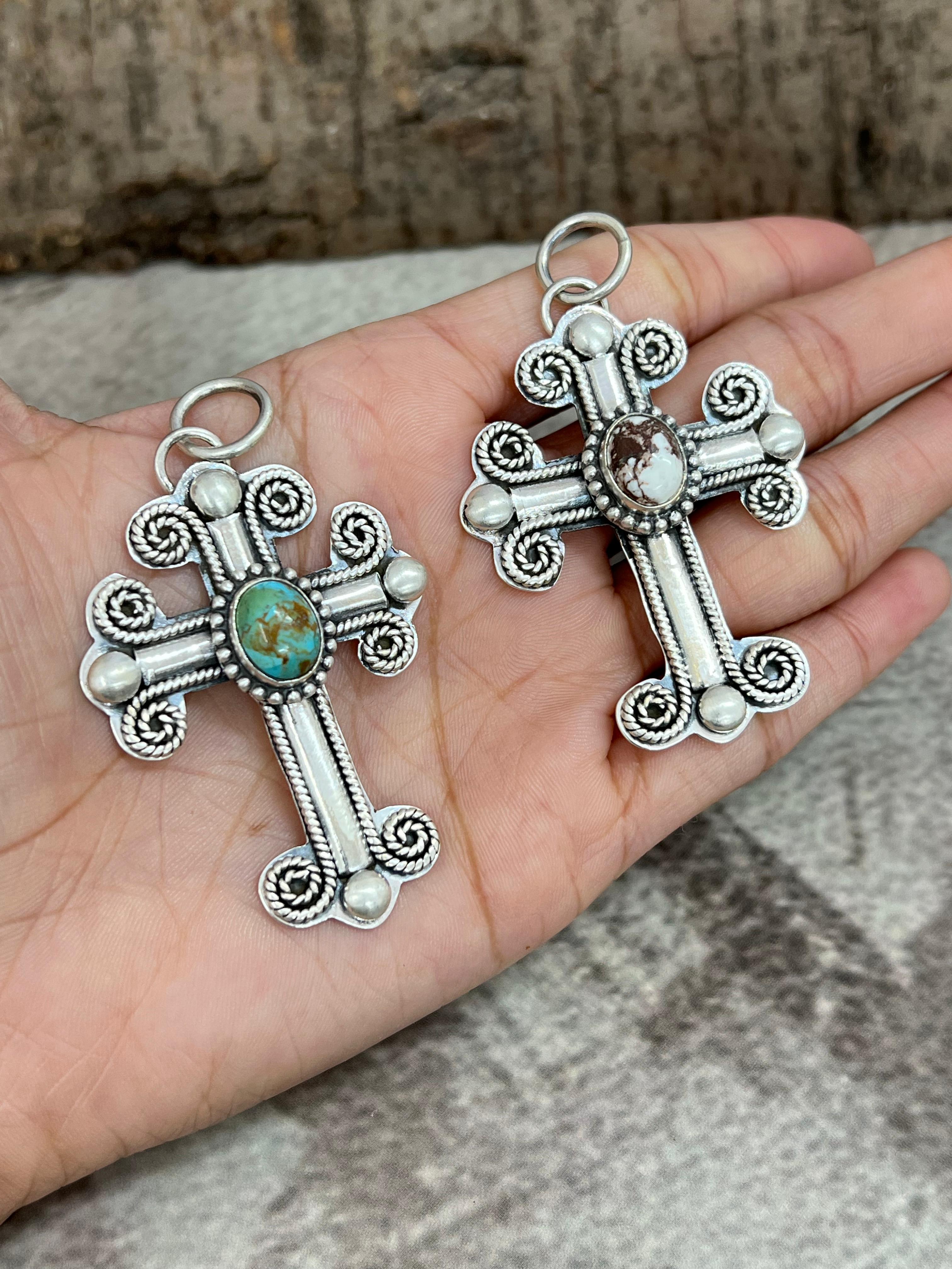 Handmade Sterling Silver Multi Stone Pendant with Signed Nizhoni