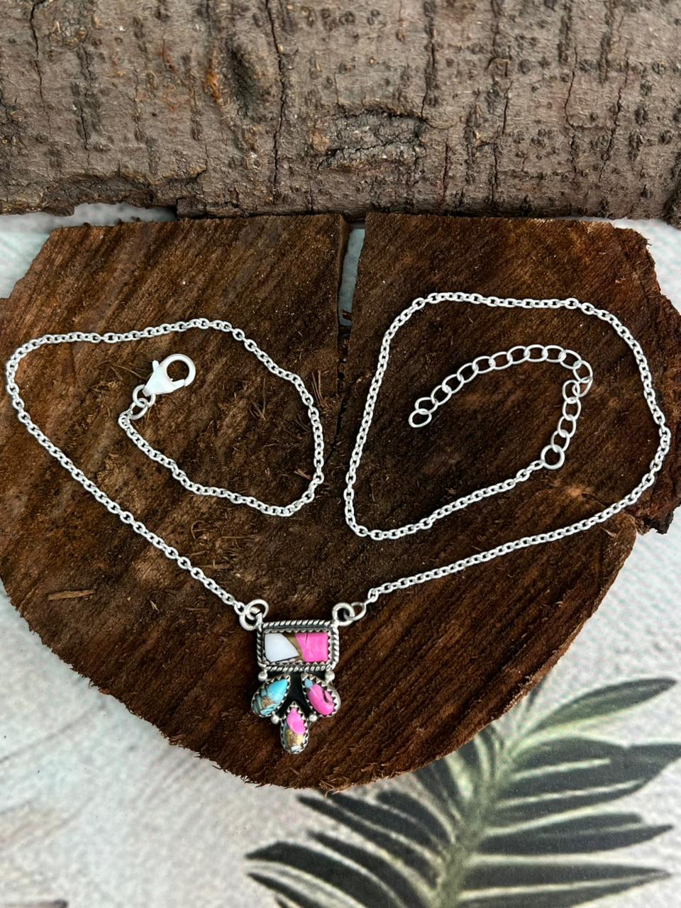 Handmade Sterling Silver Cotton Candy Necklace "Signed Nizhoni"