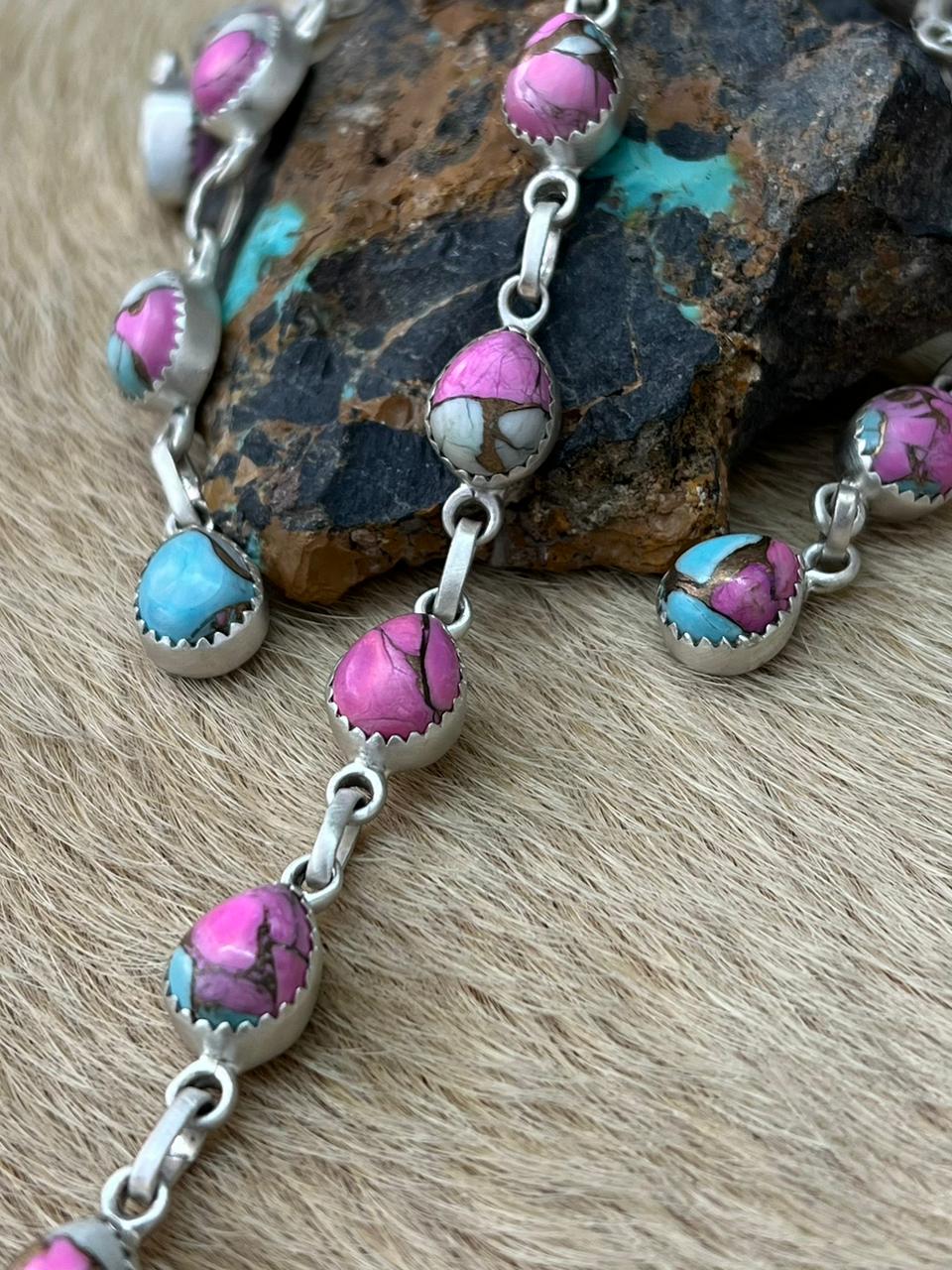 Handmade Sterling Silver Cotton Candy Necklace "Signed Nizhoni"