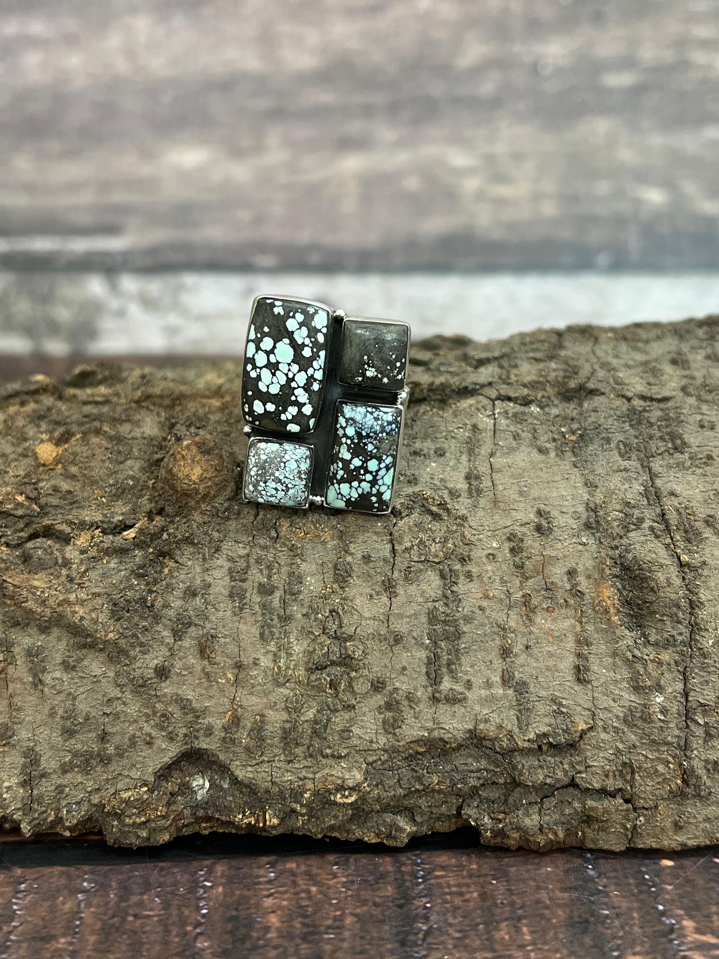 Handmade Sterling Silver Starfox Variscite Adjustable Ring Signed Nizhoni