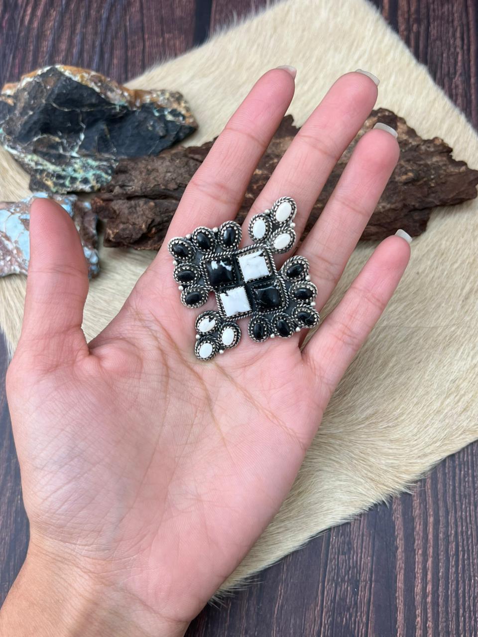 Handmade Sterling Silver White Buffalo Adjustable Ring "Signed Nizhoni"