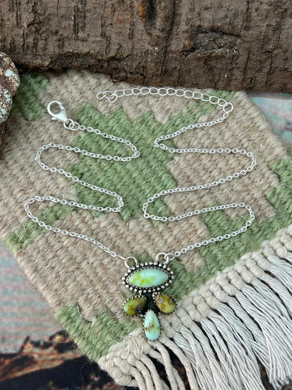 Handmade Sterling Silver Palomino Turquoise Necklace "Signed Nizhoni"