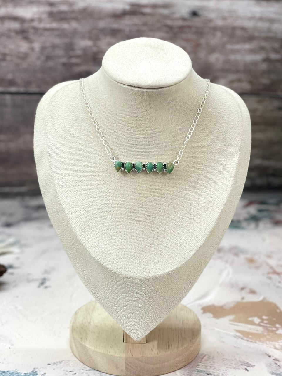 Handmade Sterling Silver Kingman Turquoise Necklace "Signed Nizhoni"