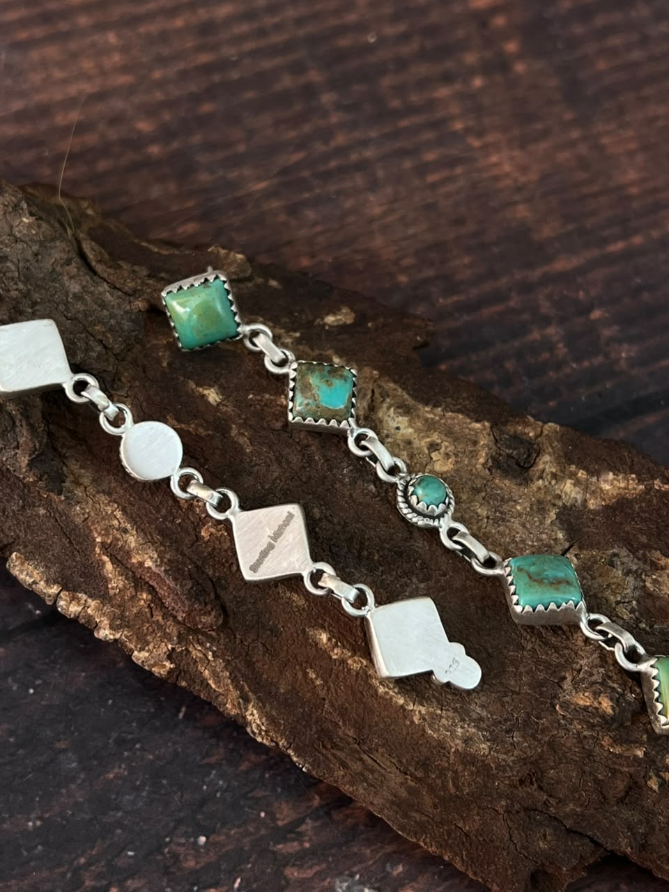 Handmade Sterling Silver Royston Turquoise Post Dangle Earrings Signed Nizhoni