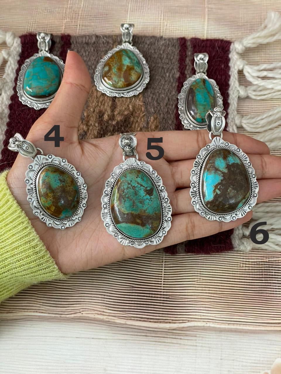 Handmade Sterling Silver Royston Turquoise Pendant "Signed Nizhoni"