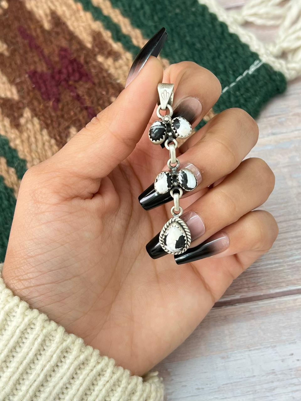 Handmade Sterling Silver White Buffalo Pendant "Signed Nizhoni"