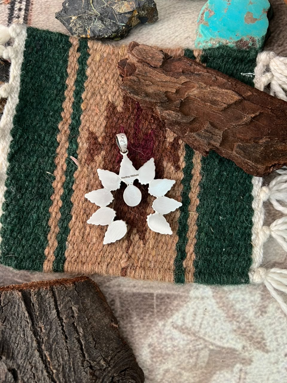 Handmade Sterling Silver White Buffalo Naja Pendant Signed Nizhoni