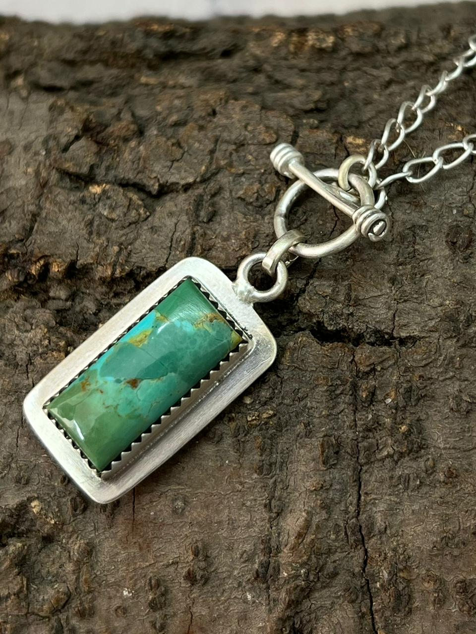 Handmade Sterling Silver Kingman Turquoise Lariat Necklace "Signed Nizhoni"