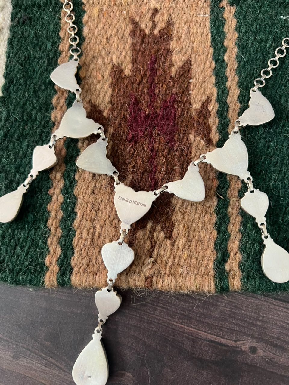Handmade Sterling Silver Blackjack Turquoise Collection: Necklace Signed Nizhoni
