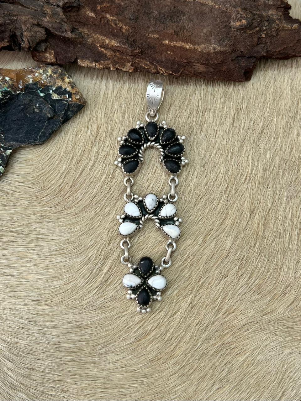 Handmade Sterling Silver White Buffalo Pendant "Signed Nizhoni"