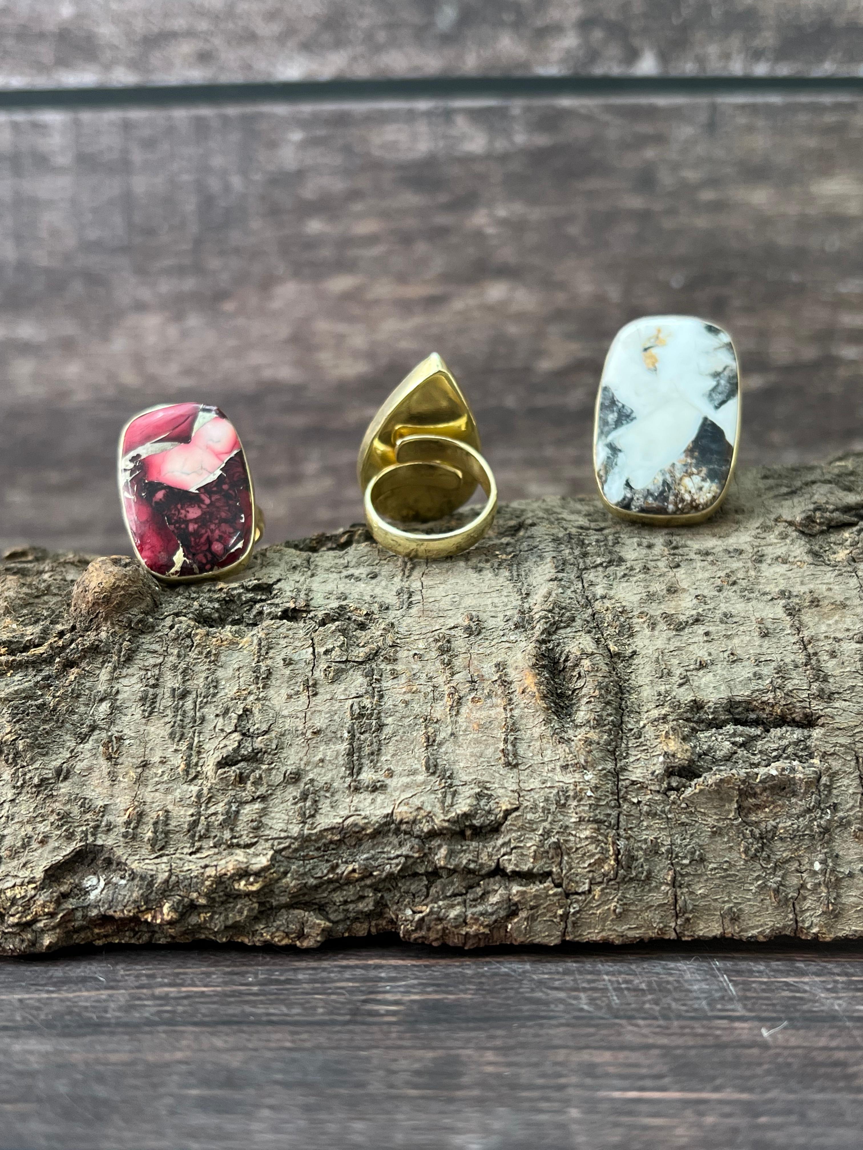 “The Golden Collection” Natural Multi Stone Adjustable Ring
