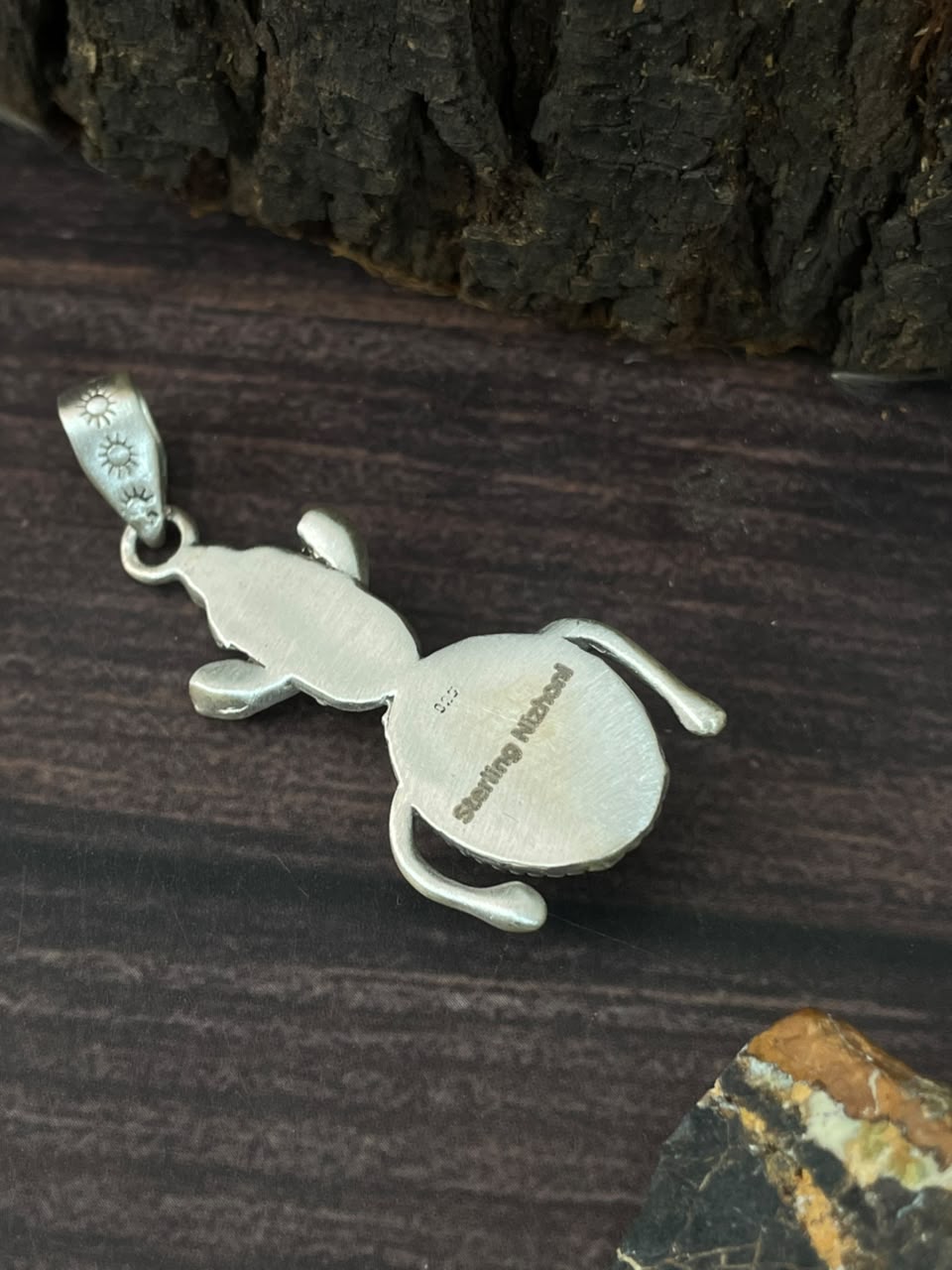 Handmade Sterling Silver Kingman Turquoise Pendant Signed Nizhoni (8)