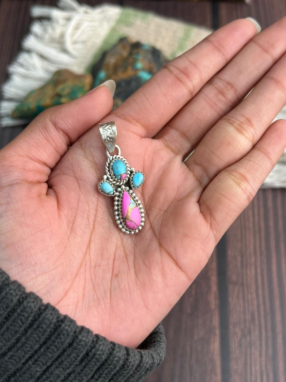 Handmade Sterling Silver Cotton Candy Pendant "Signed Nizhoni"