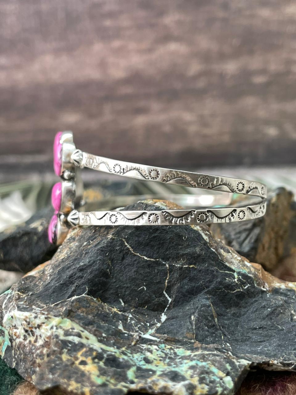 Handmade Sterling Silver Cherry Blossom Naja Cuff Bracelet "Signed Nizhoni"