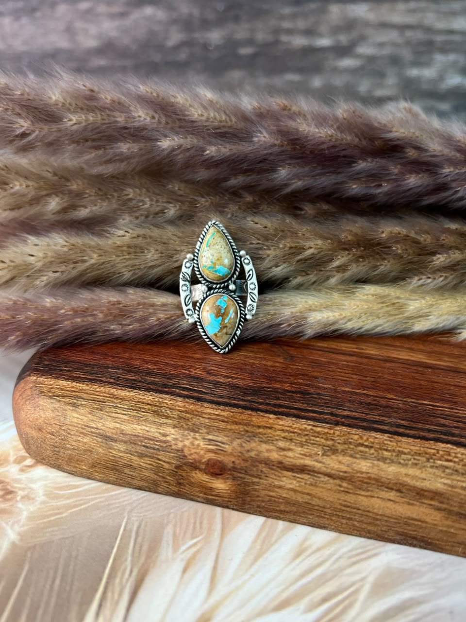 Handmade Sterling Silver Royston Turquoise Adjustable Ring Signed Nizhoni (5)