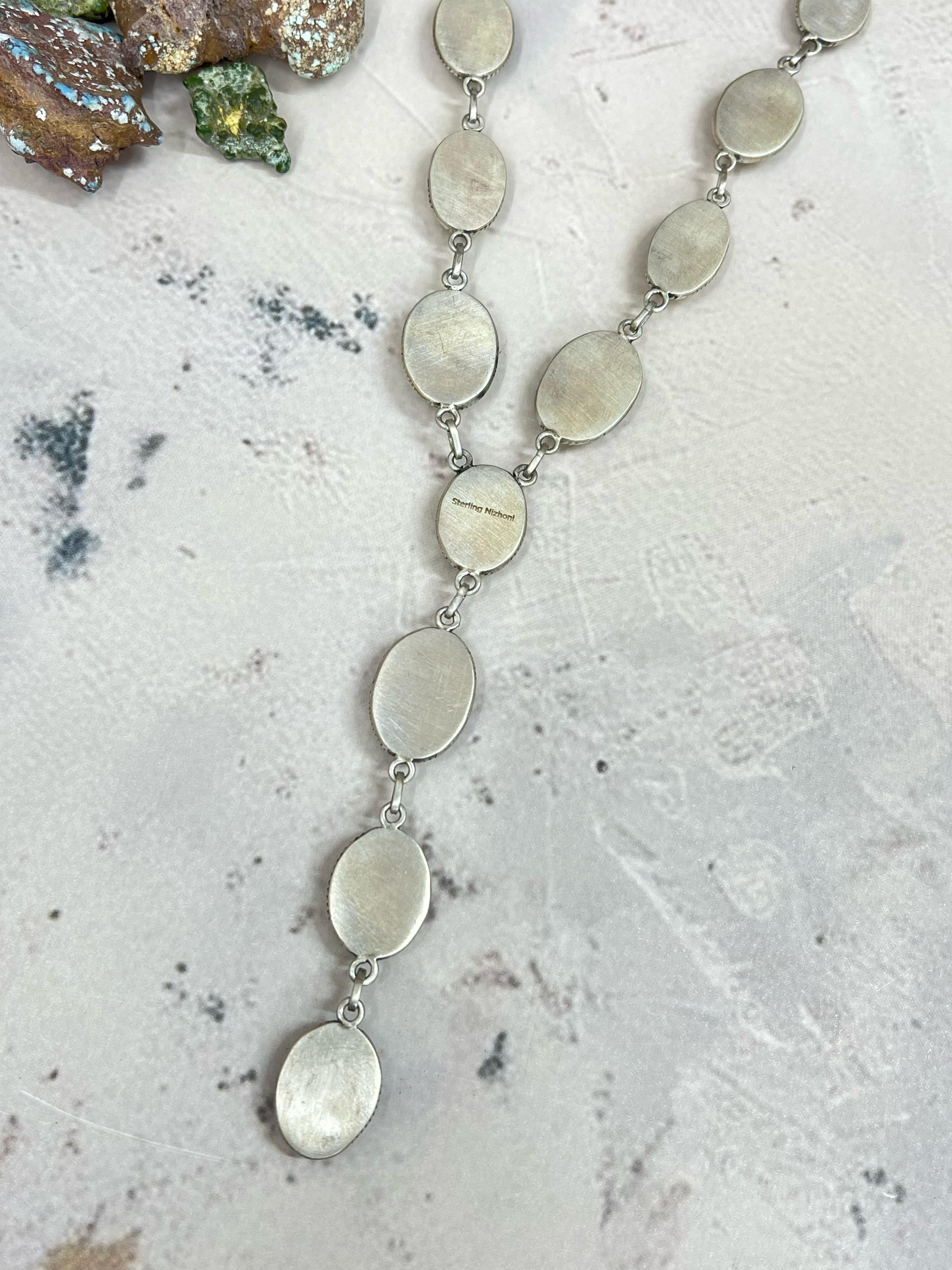 Handmade Sterling Silver Honey Dahlia Necklace with Signed Nizhoni