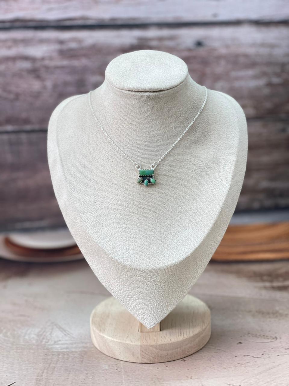 Handmade Sterling Silver Kingman Turquoise Necklace "Signed Nizhoni"