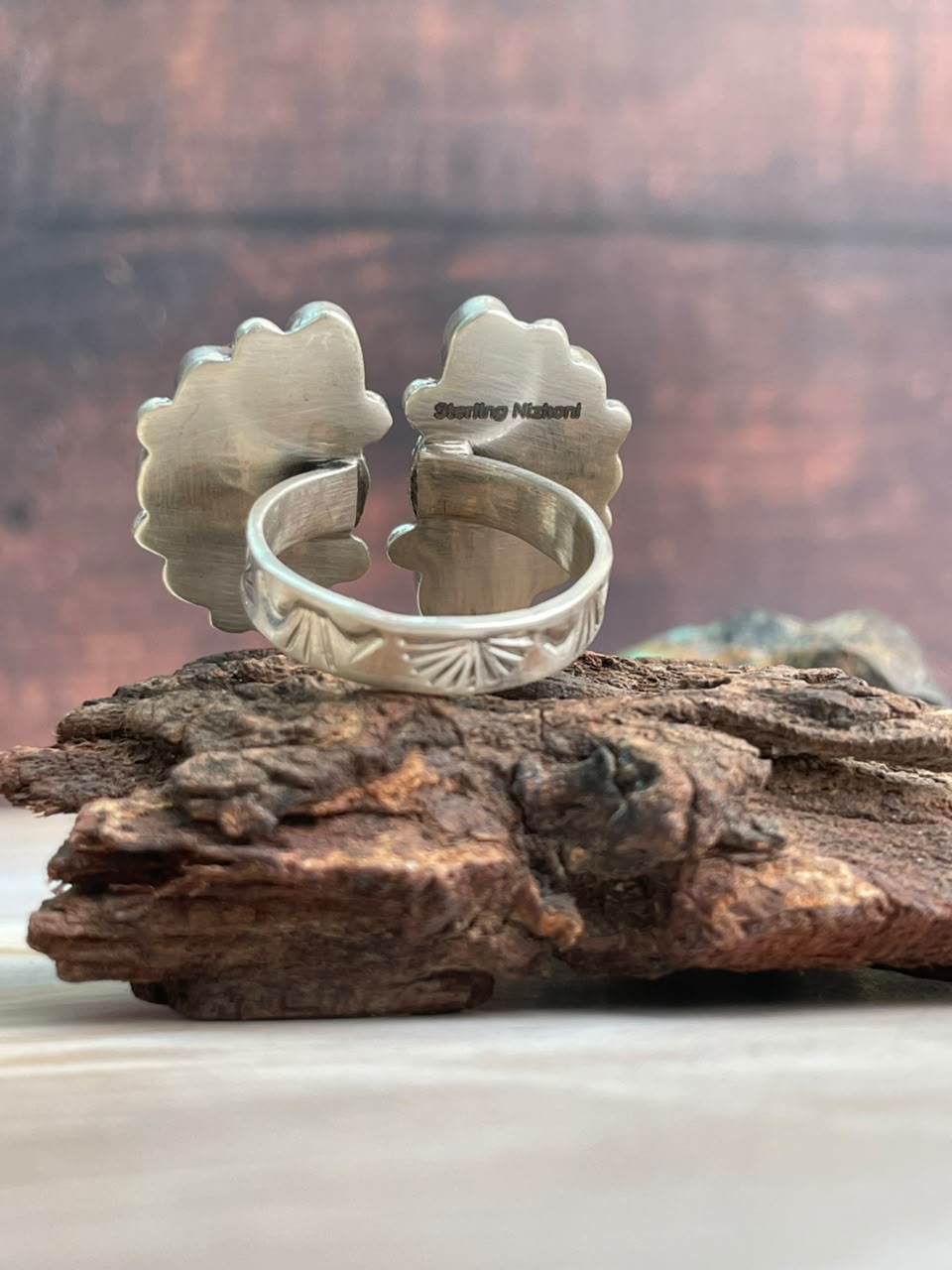 Handmade Sterling Silver Christmas Dahlia Collection: Adjustable Ring Signed Nizhoni
