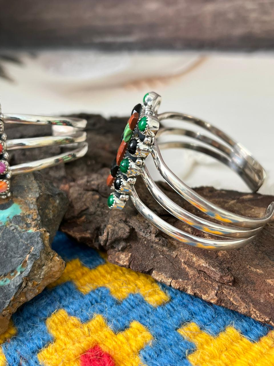 Handmade Sterling Silver Cobblestone Cuff Bracelet "Signed Nizhoni"