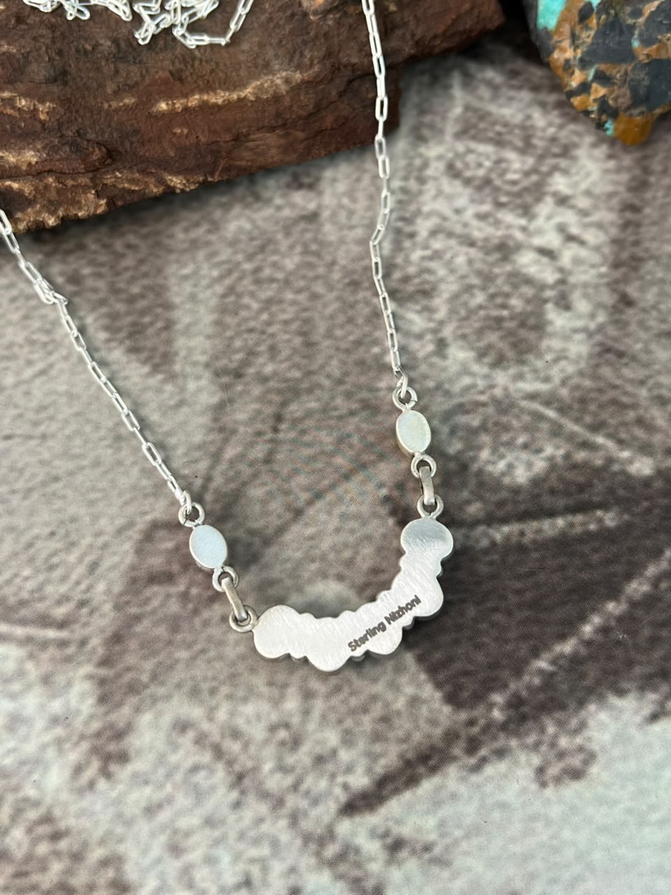 Handmade Sterling Silver Number 8 Turquoise Collection: Necklace Signed Nizhoni