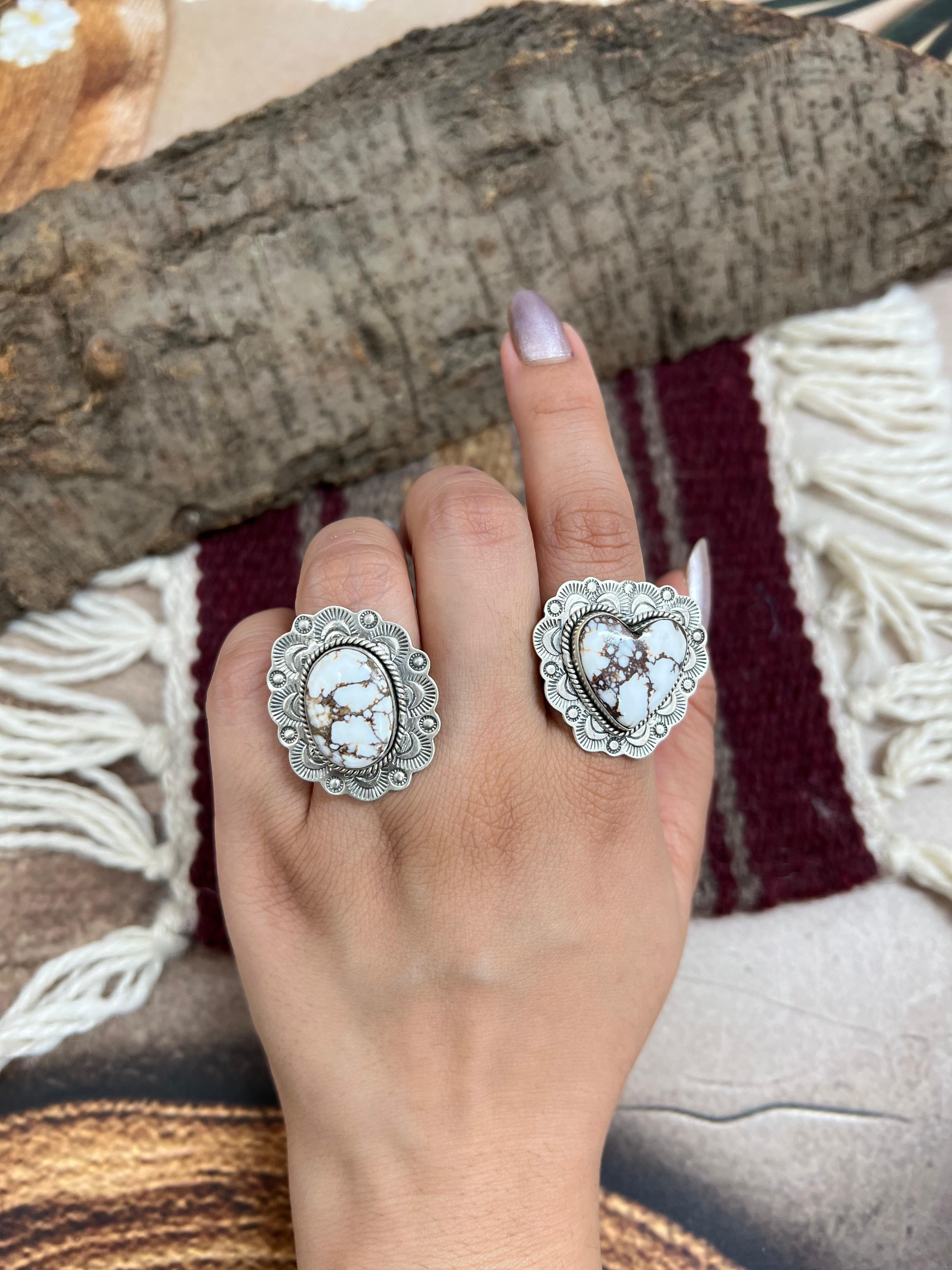 Handmade Sterling Silver Wild Horse Adjustable Rings with Signed Nizhoni