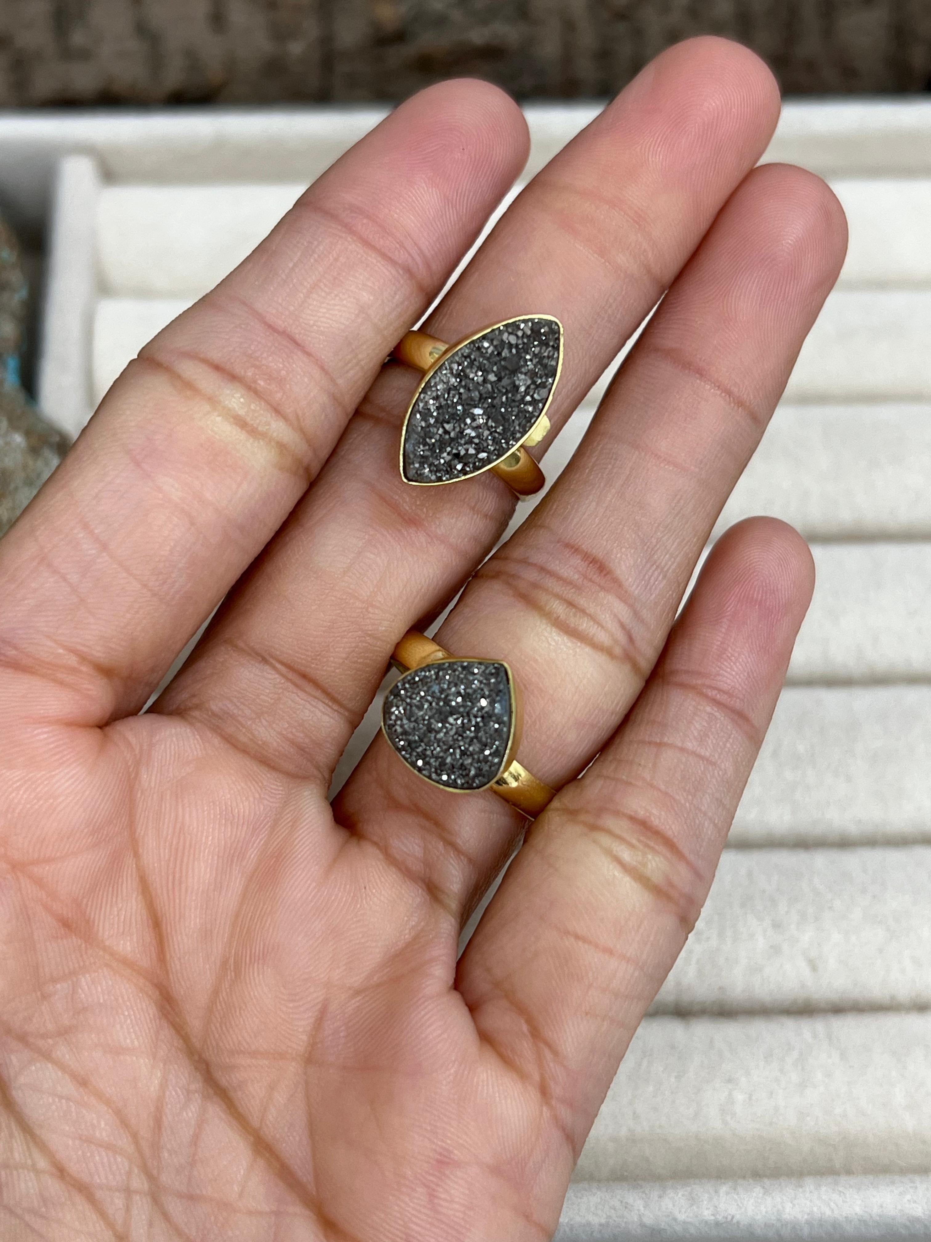 “The Boho Collection” Handmade Natural Druzy Adjustable Ring 2 Styles