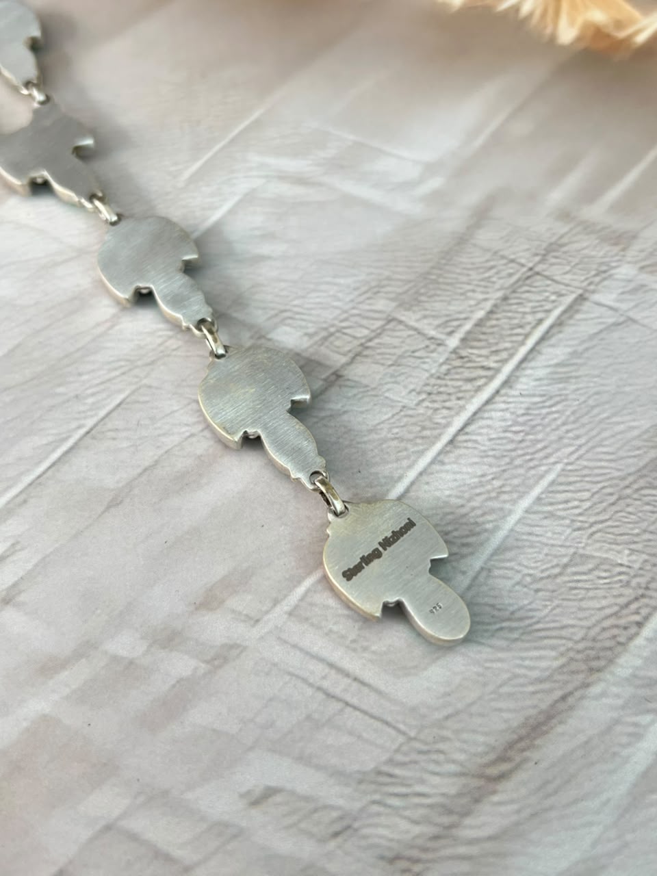 Handmade Sterling Silver Christmas Dahlia Collection: Drop Necklace Signed Nizhoni