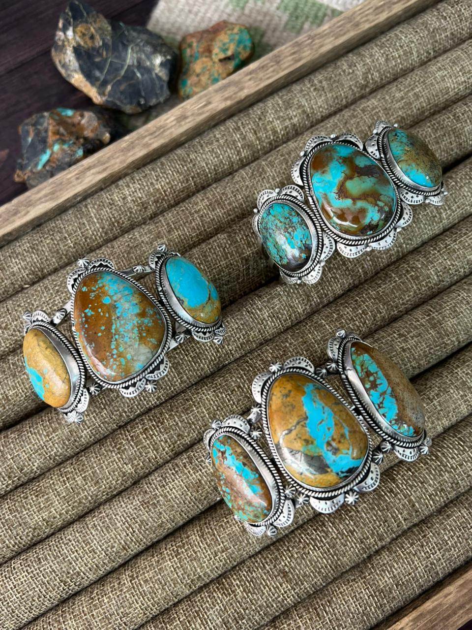 Handmade Sterling Silver Royston Turquoise Cuff Bracelet "Signed Nizhoni"