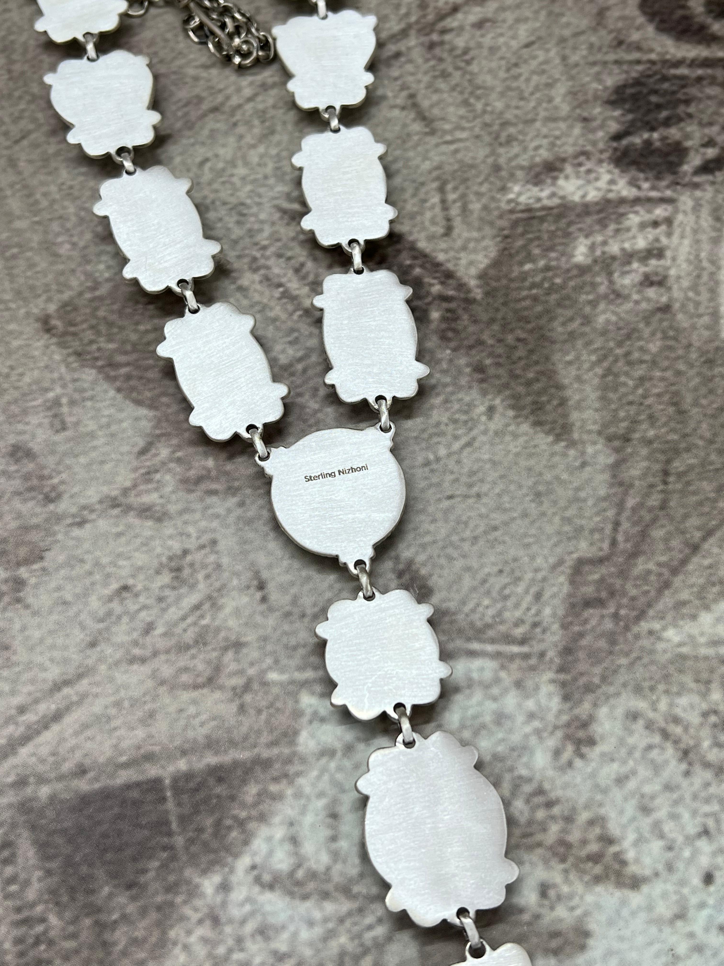 Handmade Sterling Silver Hardy Pit Necklace with Signed Nizhoni