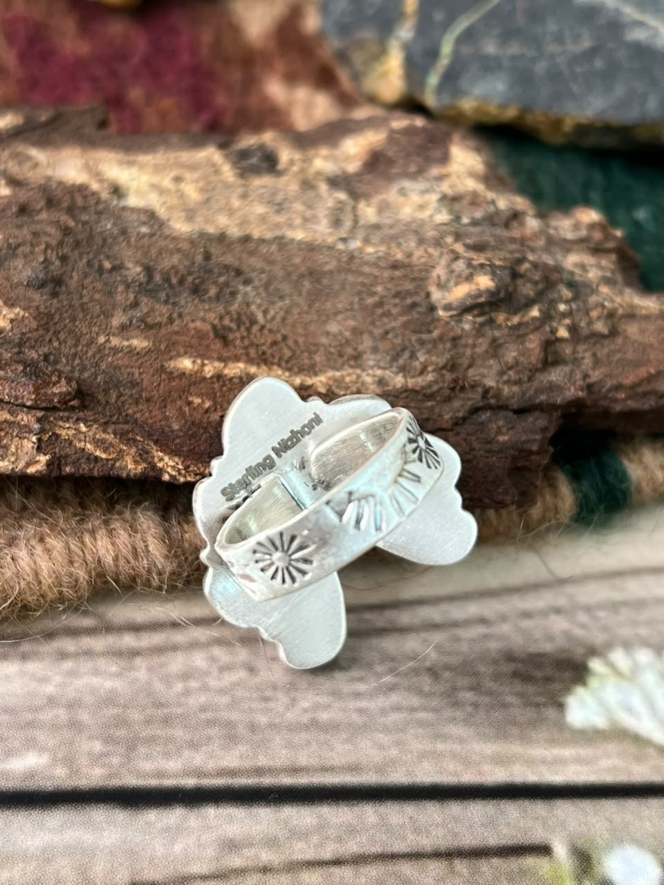 Handmade Sterling Silver Sierra Bella Turquoise Naja Adjustable Ring Signed Nizhoni