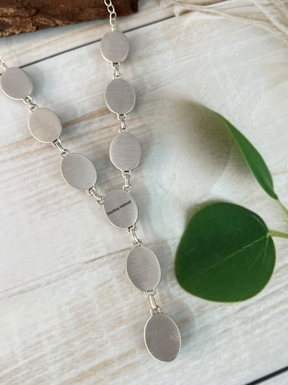 Handmade Sterling Silver Kingman with White Buffalo Turquoise Necklace Signed Nizhoni