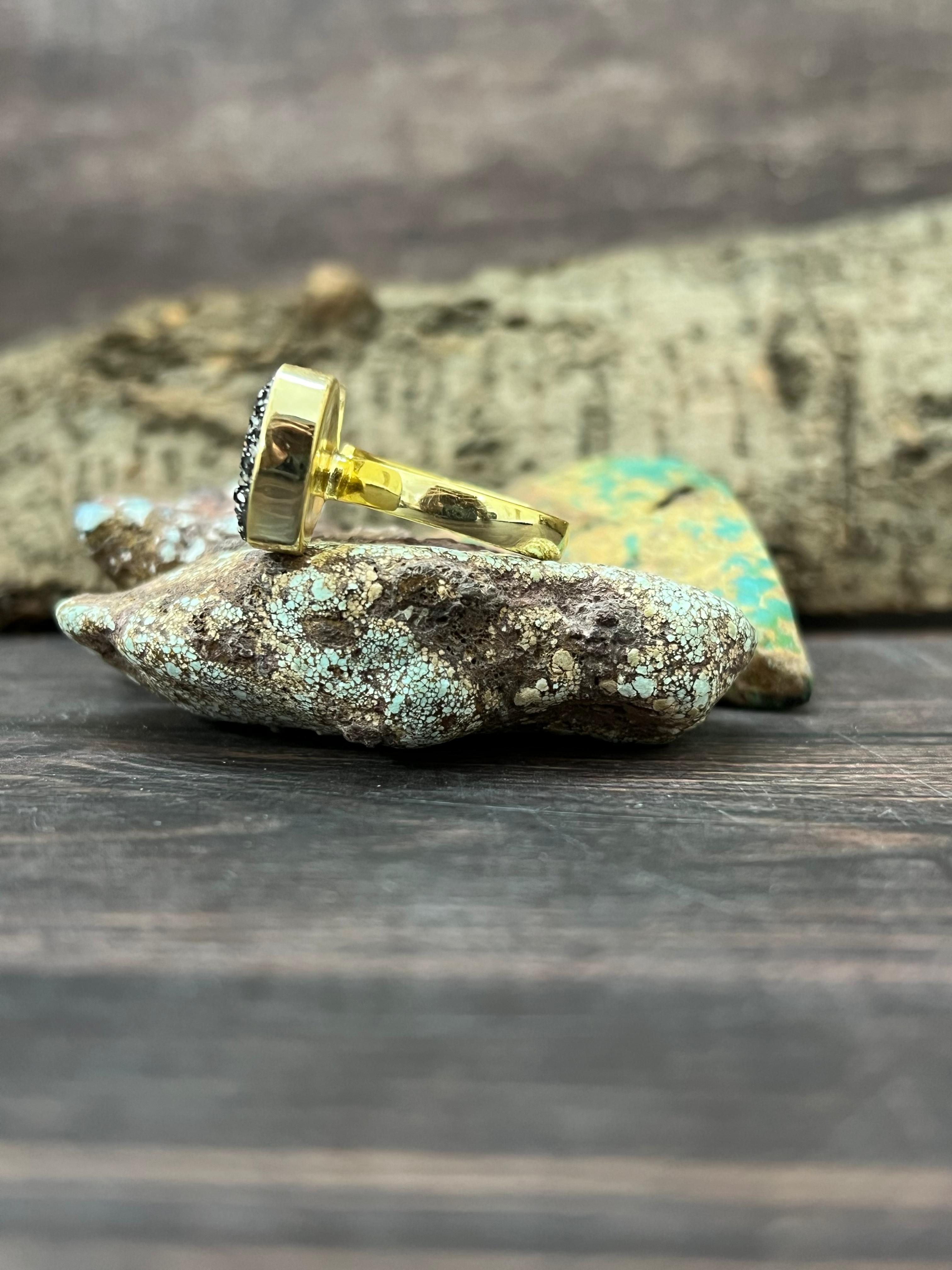 “The Golden Collection” Natural Druzy Adjustable Floating Stone Ring
