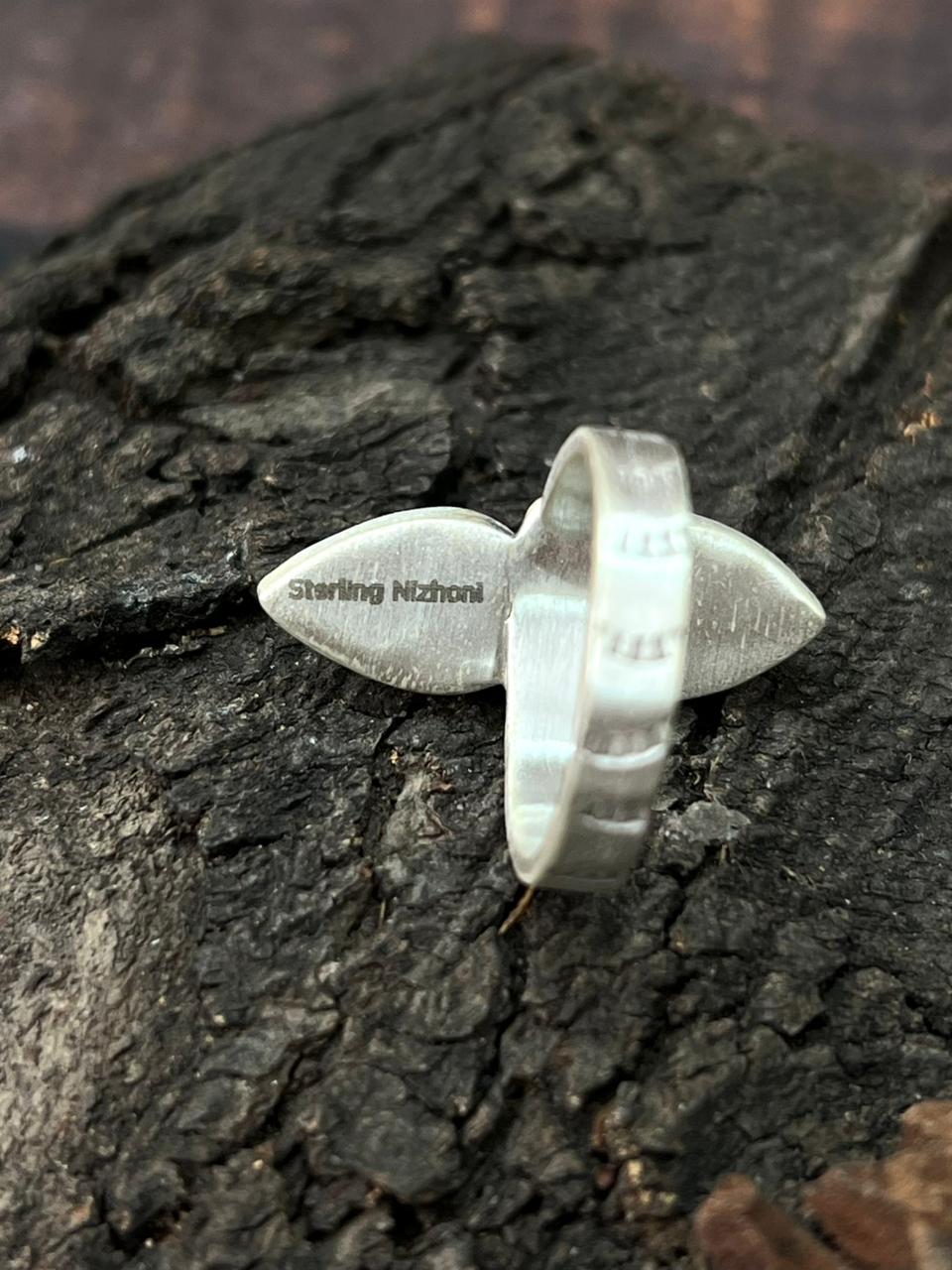 Handmade Sterling Silver Emerald Valley Adjustable Ring " Signed Nizhoni" (8)