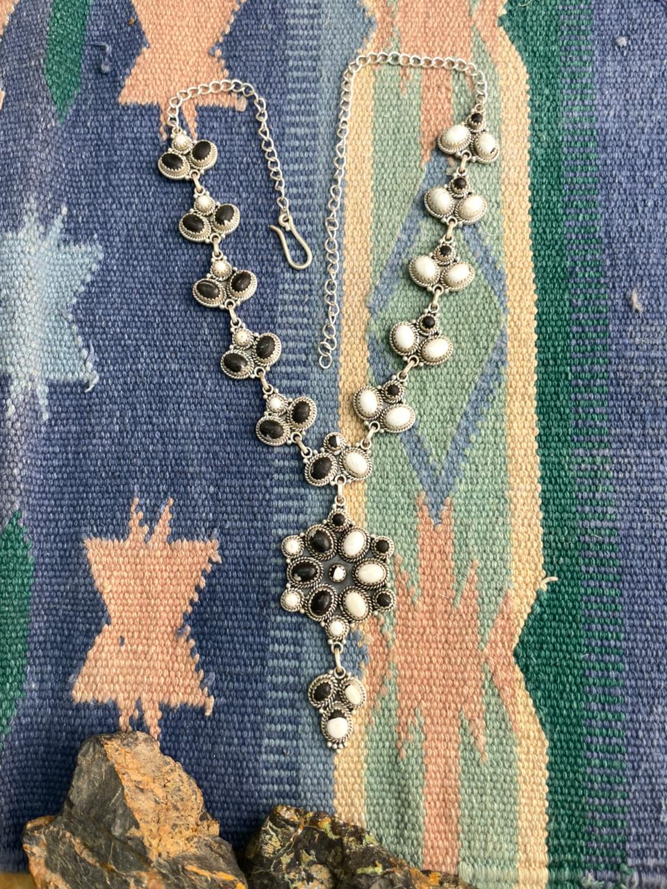 Handmade Sterling Silver White Buffalo Necklace "Signed Nizhoni"