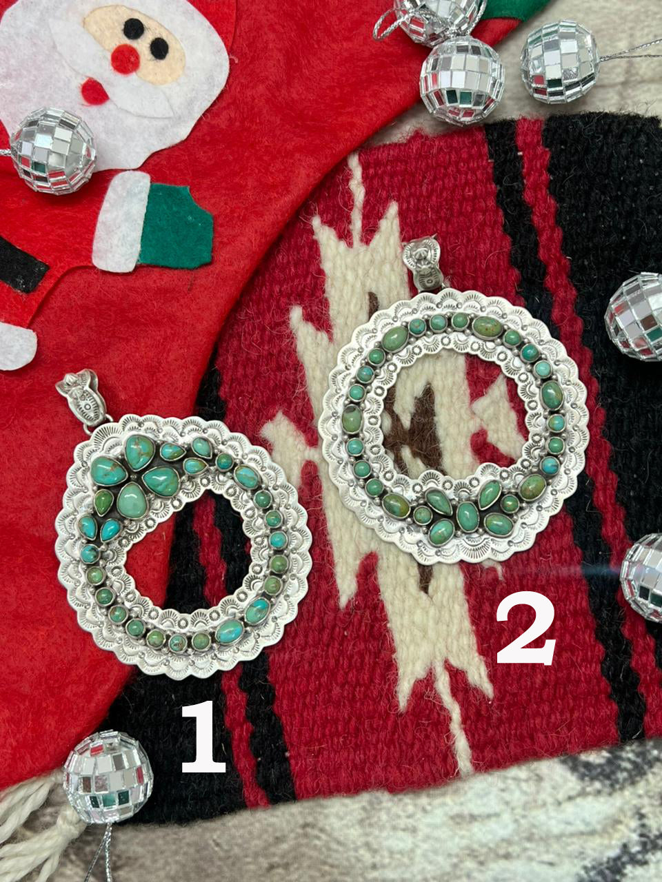 "Christmas Collection" Handmade Sterling Silver Kingman Turquoise Pendant " Signed Nizhoni"