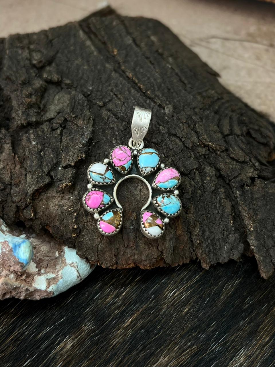 Handmade Sterling Silver Cotton Candy Naja Pendant "Signed Nizhoni"