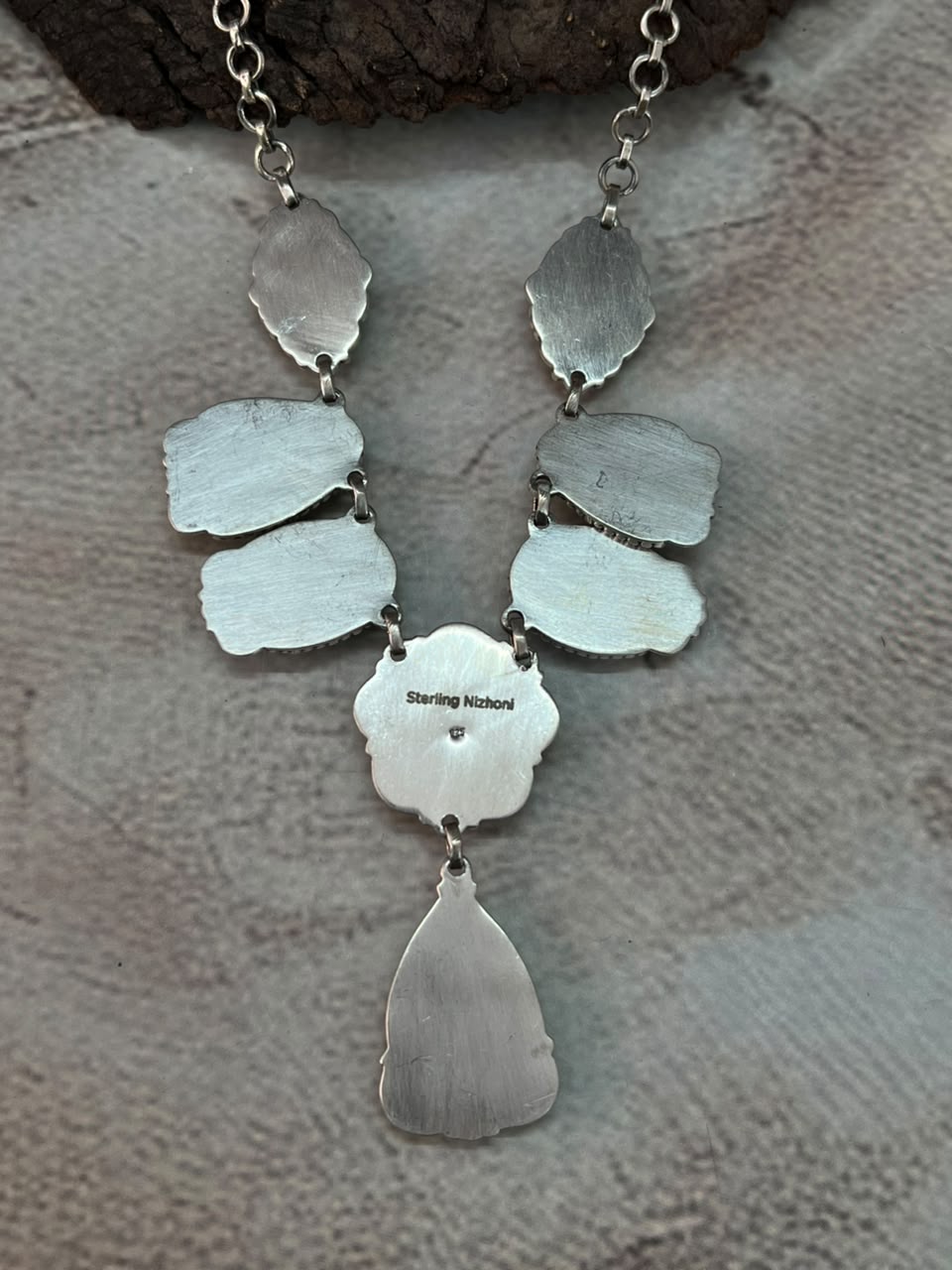 Handmade Sterling Silver Carico Lake Turquoise Necklace Signed Nizhoni
