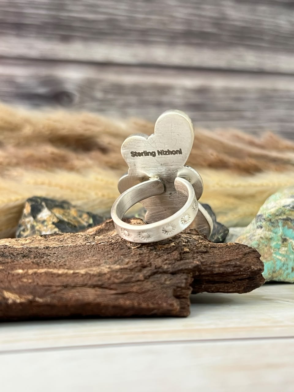 Handmade Sterling Silver Hardy Pit Adjustable Ring Signed Nizhoni