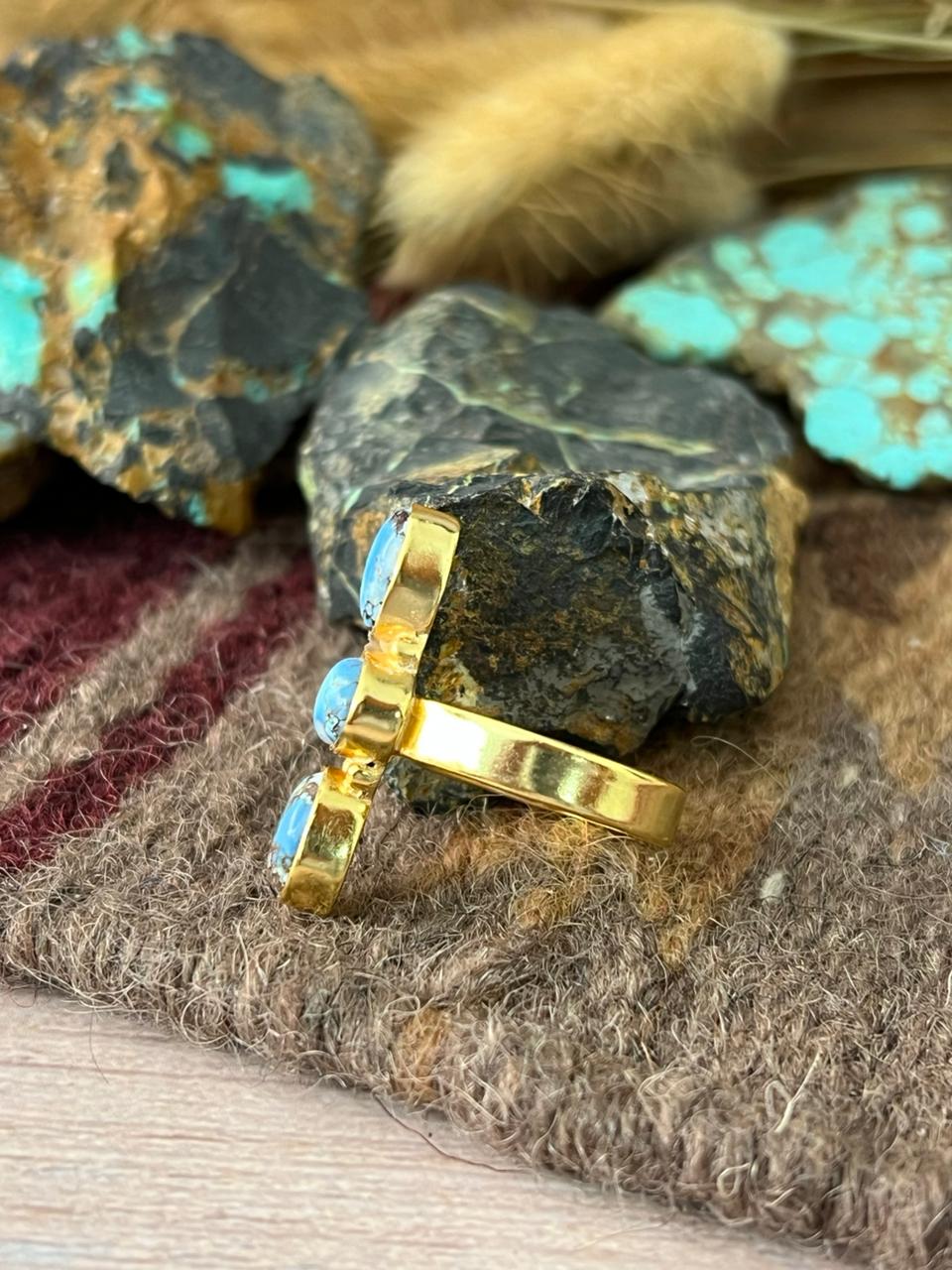 “The Golden Collection” Natural Golden Hills Turquoise Adjustable Ring