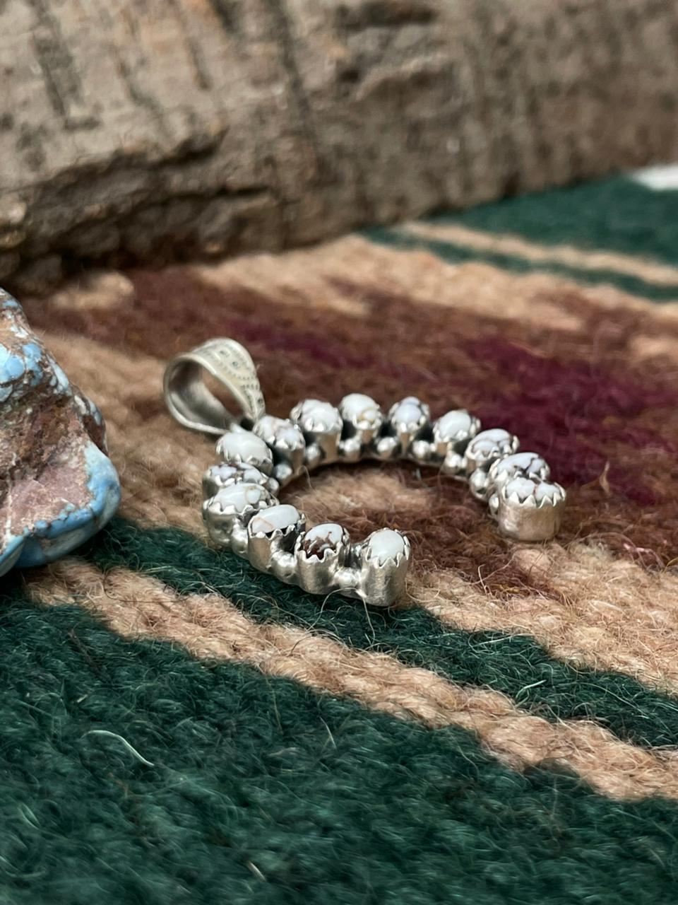 Handmade Sterling Silver Wildhorse Magnesite Naja Pendant "Signed Nizhoni"