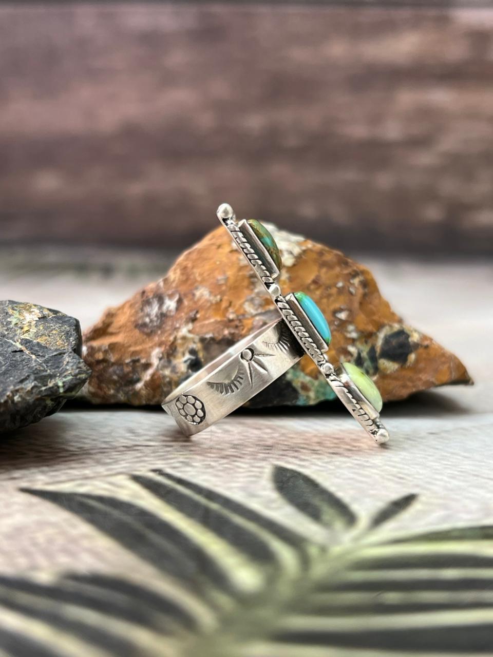 Handmade Sterling Silver Palomino with White Water, Sonoran Adjustable Ring " Signed Nizhoni"