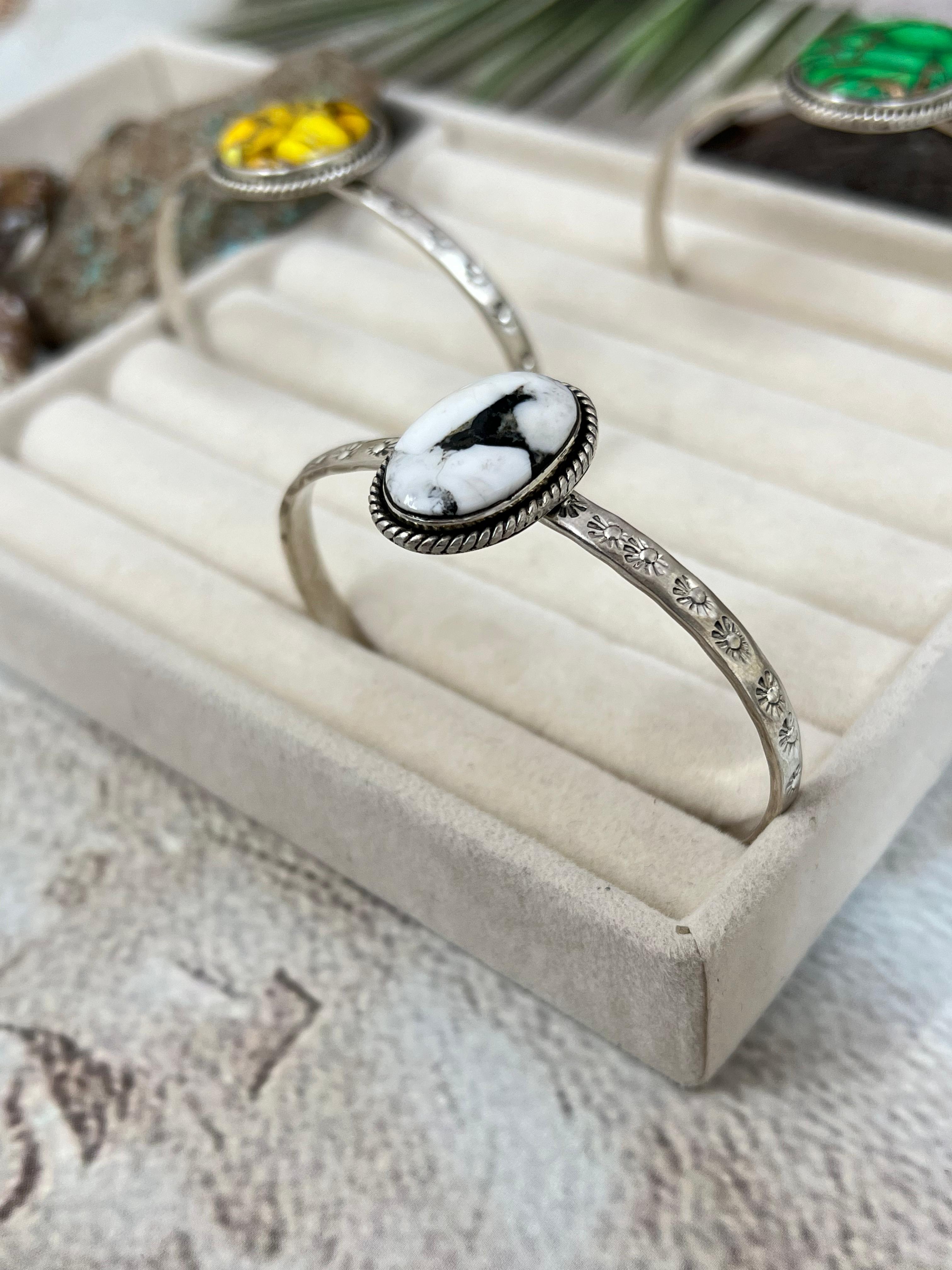 Handmade Sterling Silver Multi Stone Bracelet with Signed Nizhoni (3)